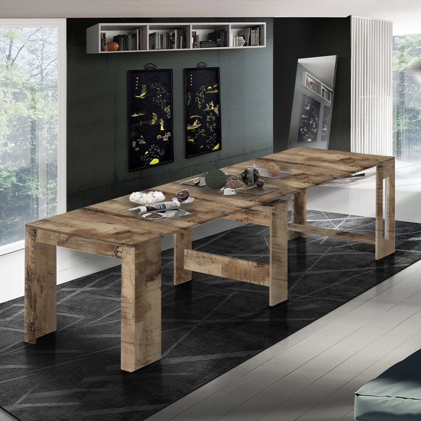 Ausziehbarer Esstischkonsole aus Holz 90x51-300cm Pratika Wood Aktion Ausziehbarer Esstischkonsole aus Holz 90x51-300cm Pratika Wood Aktion