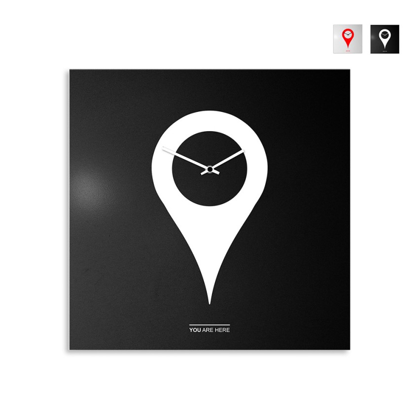 Dekorative moderne Wanduhr quadratisch 50x50 cm You Are Here Aktion Dekorative moderne Wanduhr quadratisch 50x50 cm You Are Here Aktion