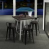 tisch für hocker im industriestil aus metall stahl holz 60x60 welded Verkauf