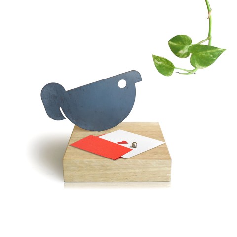 Büro Tischdekoration Vogelstatue aus Holz und Eisen mit Magnet - Uccellino Messaggero Aktion