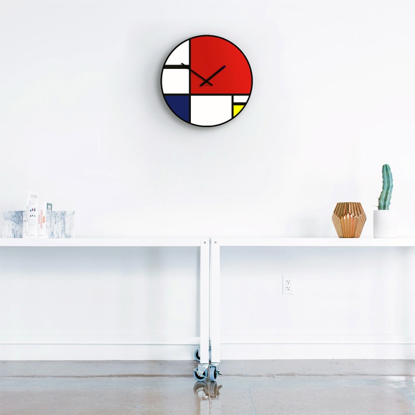 Moderner Wanduhren im zeitgenössischen Kunstdesign rund Mondrian Aktion Moderner Wanduhren im zeitgenössischen Kunstdesign rund Mondrian Aktion