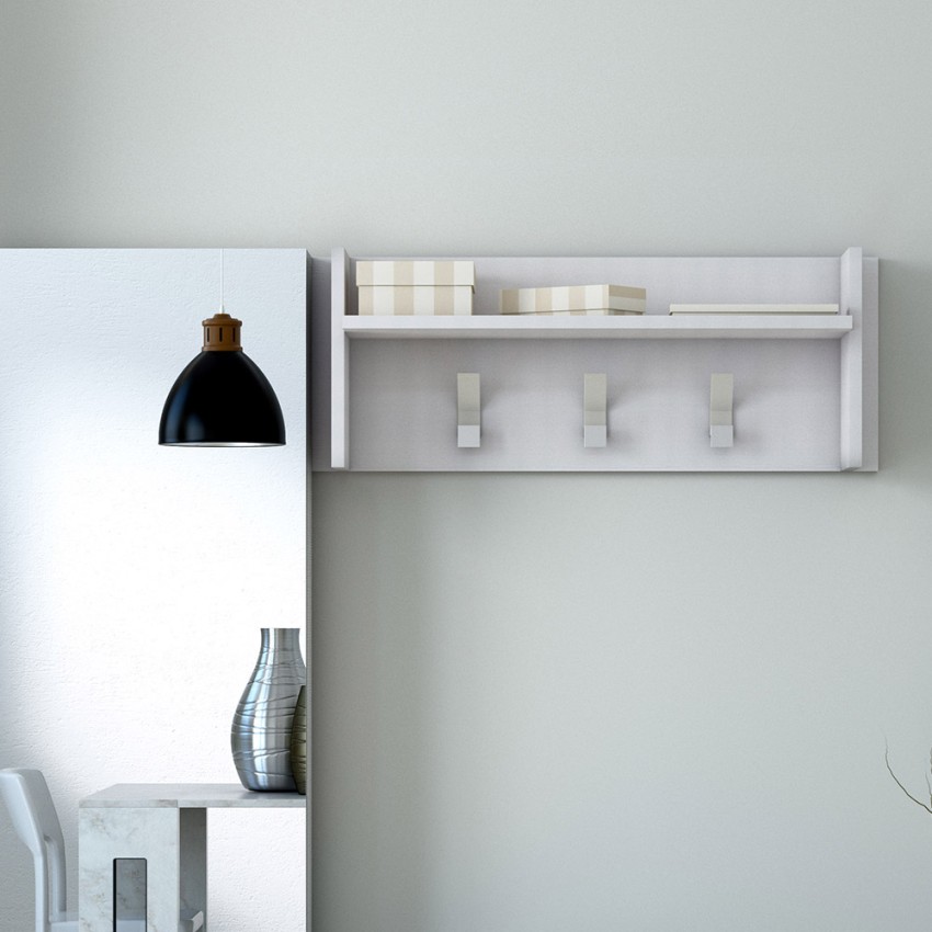 Moderner Wandgarderobe Eingangsbereich, Weiß, 3 Haken, Ablage Aktion Moderner Wandgarderobe Eingangsbereich, Weiß, 3 Haken, Ablage Aktion