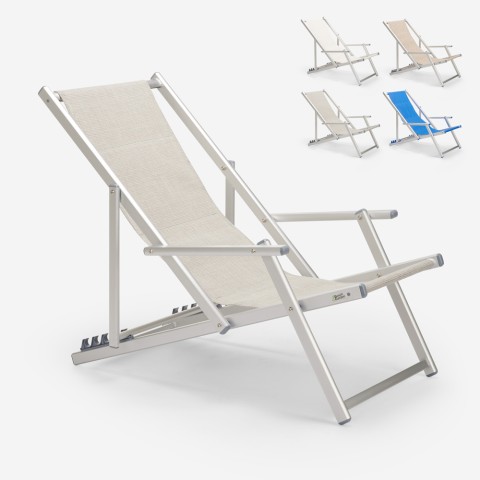Sea Strandliegestuhl mit klappbaren Armlehnen aus Aluminium Riccione Gold Lux