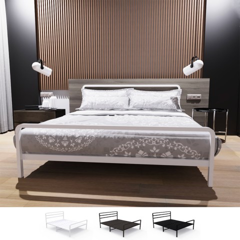 Doppelbett aus Metall mit Lattenrost 160x200 Skjern