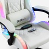 Weißer Gaming-Stuhl LED-Massage Liegestuhl ergonomischer Stuhl Pixy Plus 