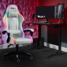 Weißer Gaming-Stuhl LED ergonomische Recliner Kissen Pixy Verkauf