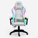 Weißer Gaming-Stuhl LED ergonomische Recliner Kissen Pixy Sales
