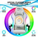 Weißer Gaming-Stuhl LED-Massage Liegestuhl ergonomischer Stuhl Pixy Plus Kosten