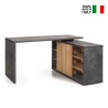 Büro-Schreibtisch Grau und Eiche mit Schiebetür und Regalen 150x120cm Kern Verkauf